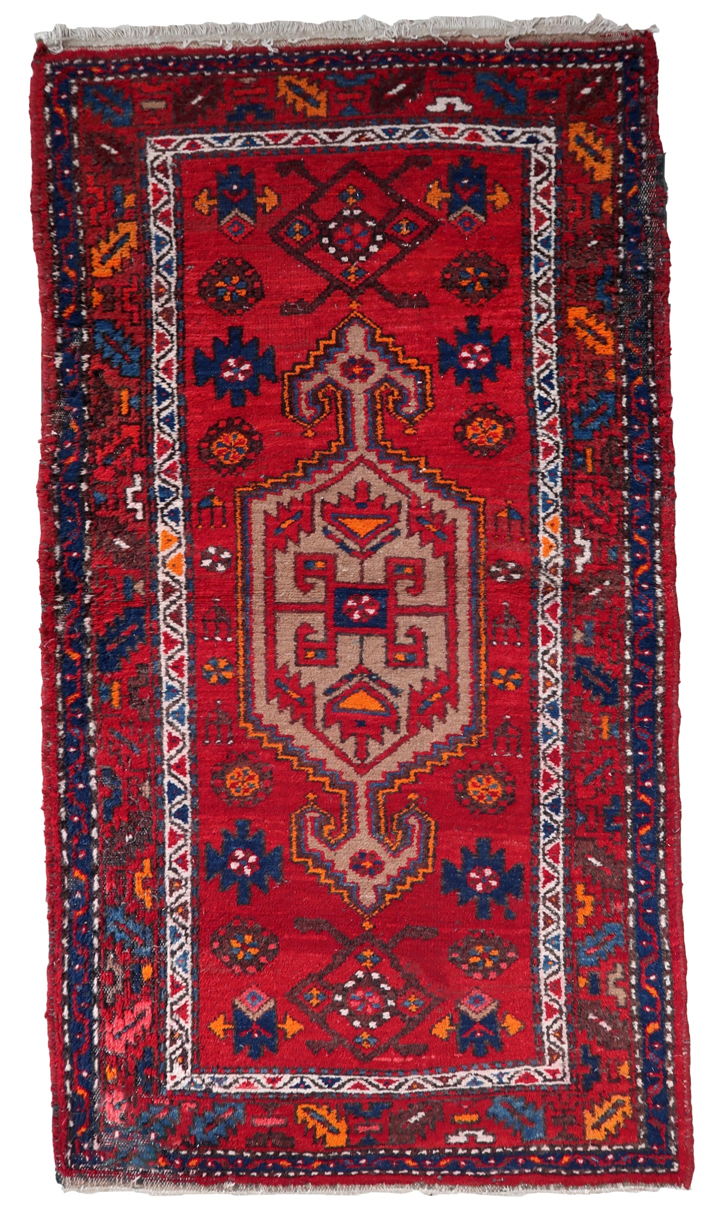 Handmade vintage Persian Hamadan rug 1970s