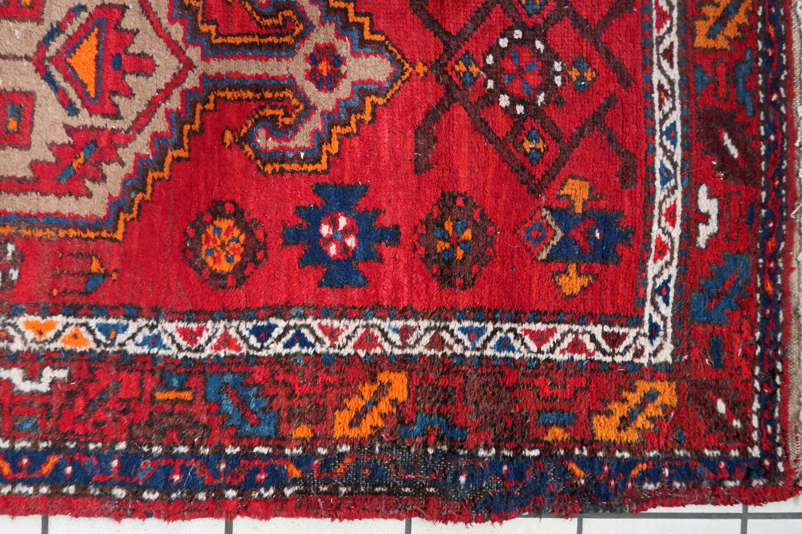 Handmade vintage Persian Hamadan rug 1970s
