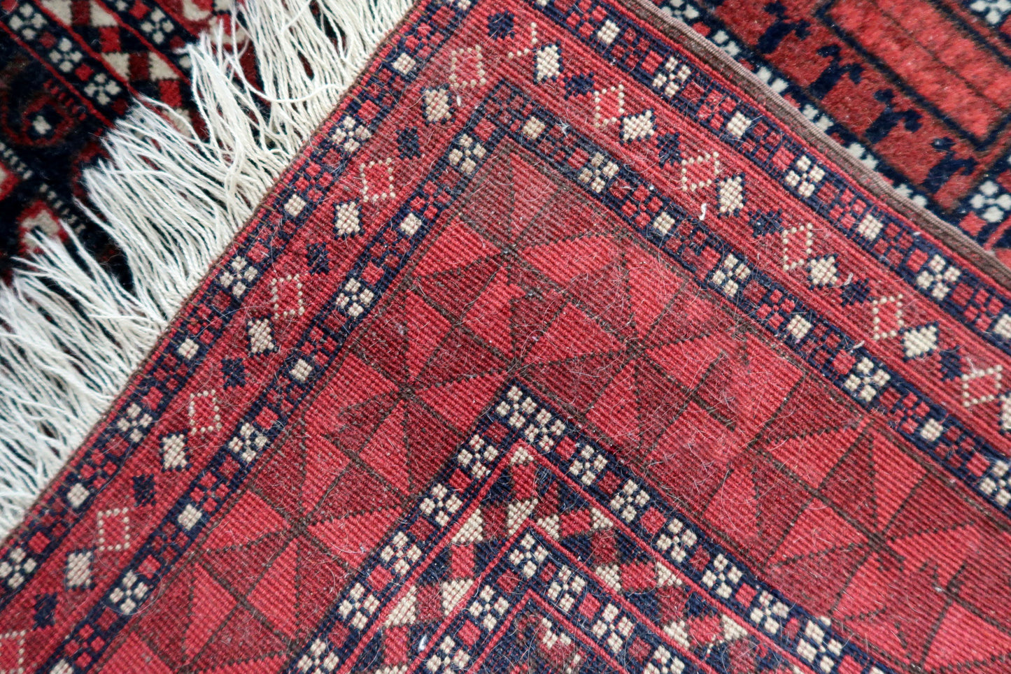 Handmade vintage Turkmen Hachli rug 4.6' x 7.2' (142cm x 221cm) 1960s - 1C1055