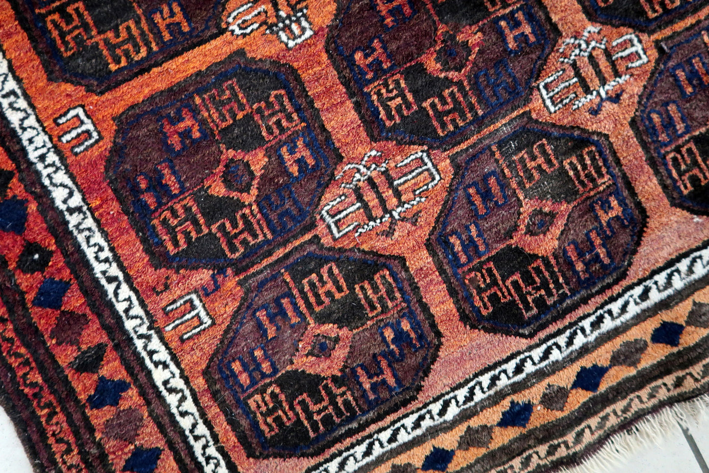 Handmade antique Afghan Baluch rug 1900s