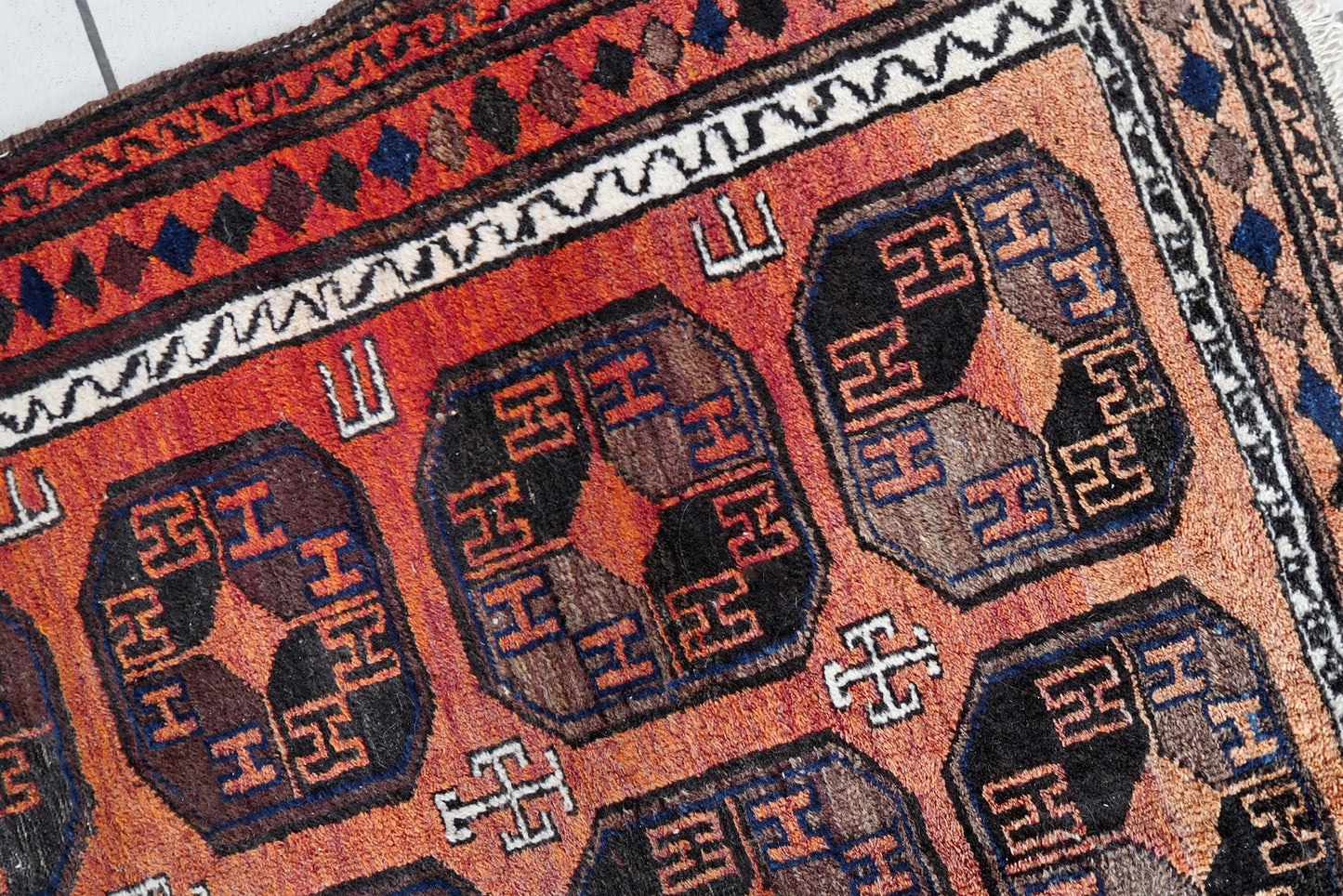 Handmade antique Afghan Baluch rug 1900s