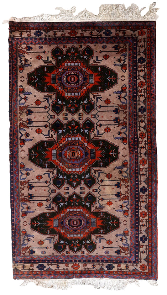Handmade vintage Caucasian Kazak rug 1960s