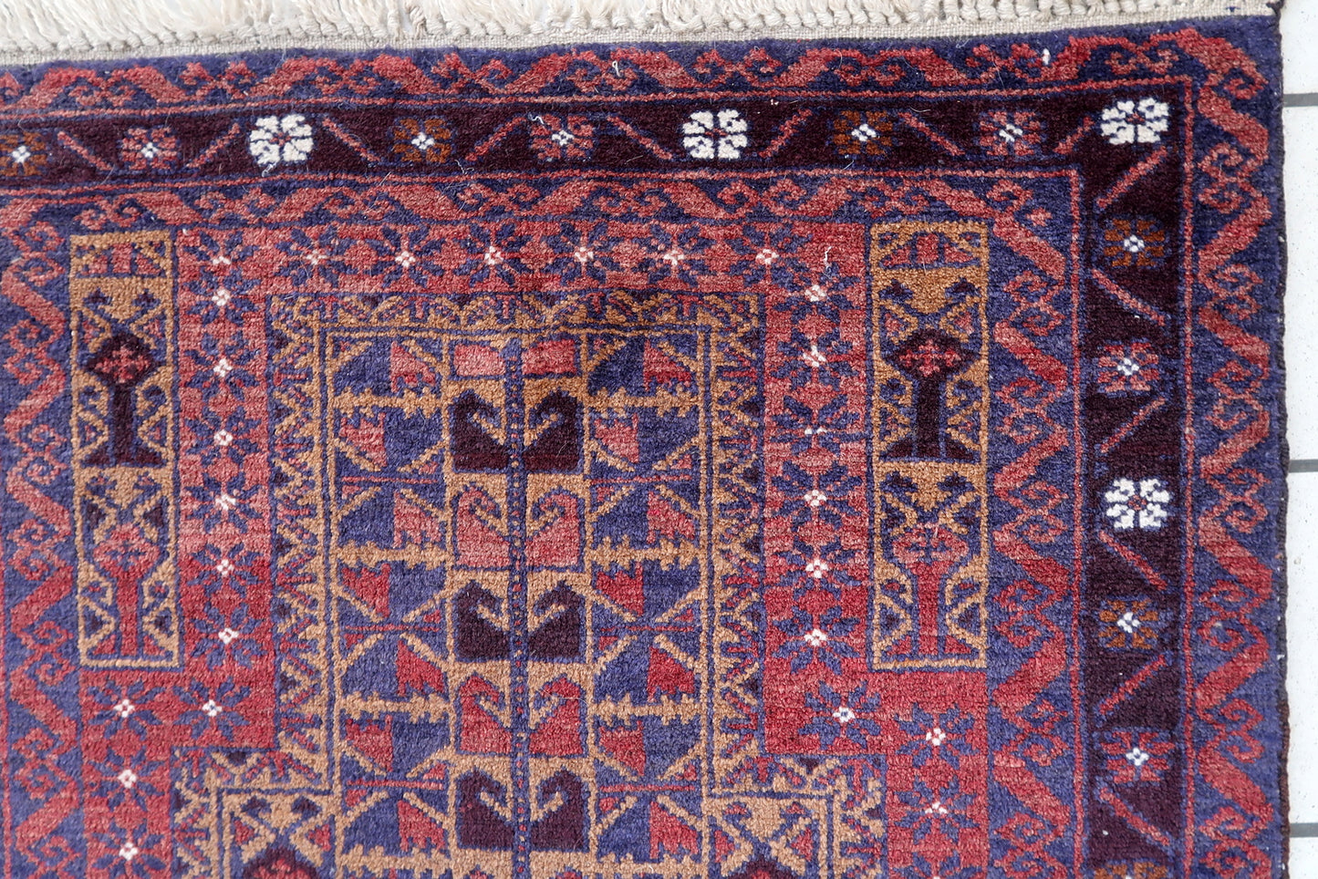 Handmade vintage Afghan Baluch prayer rug 1C1059