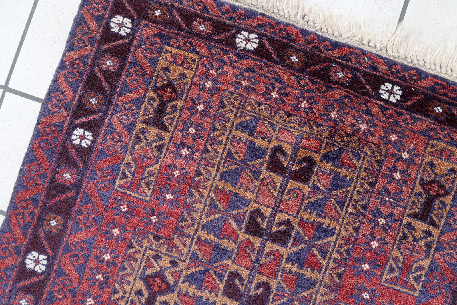 Handmade vintage Afghan Baluch prayer rug 1C1059