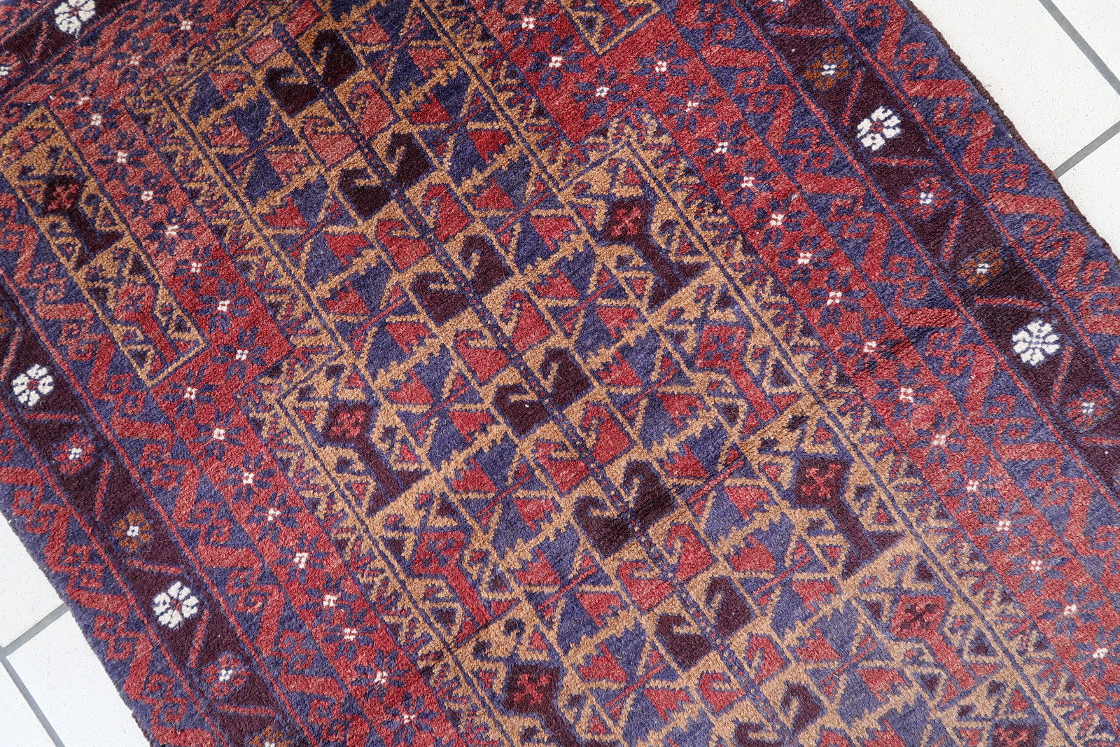 Handmade vintage Afghan Baluch prayer rug 1C1059