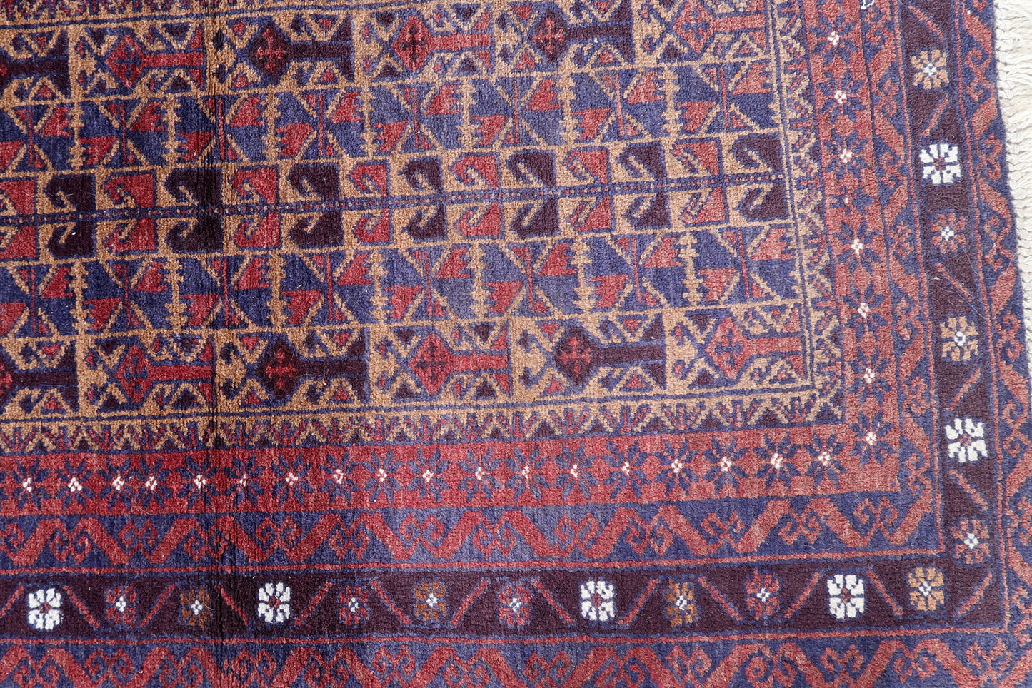 Handmade vintage Afghan Baluch prayer rug 1C1059