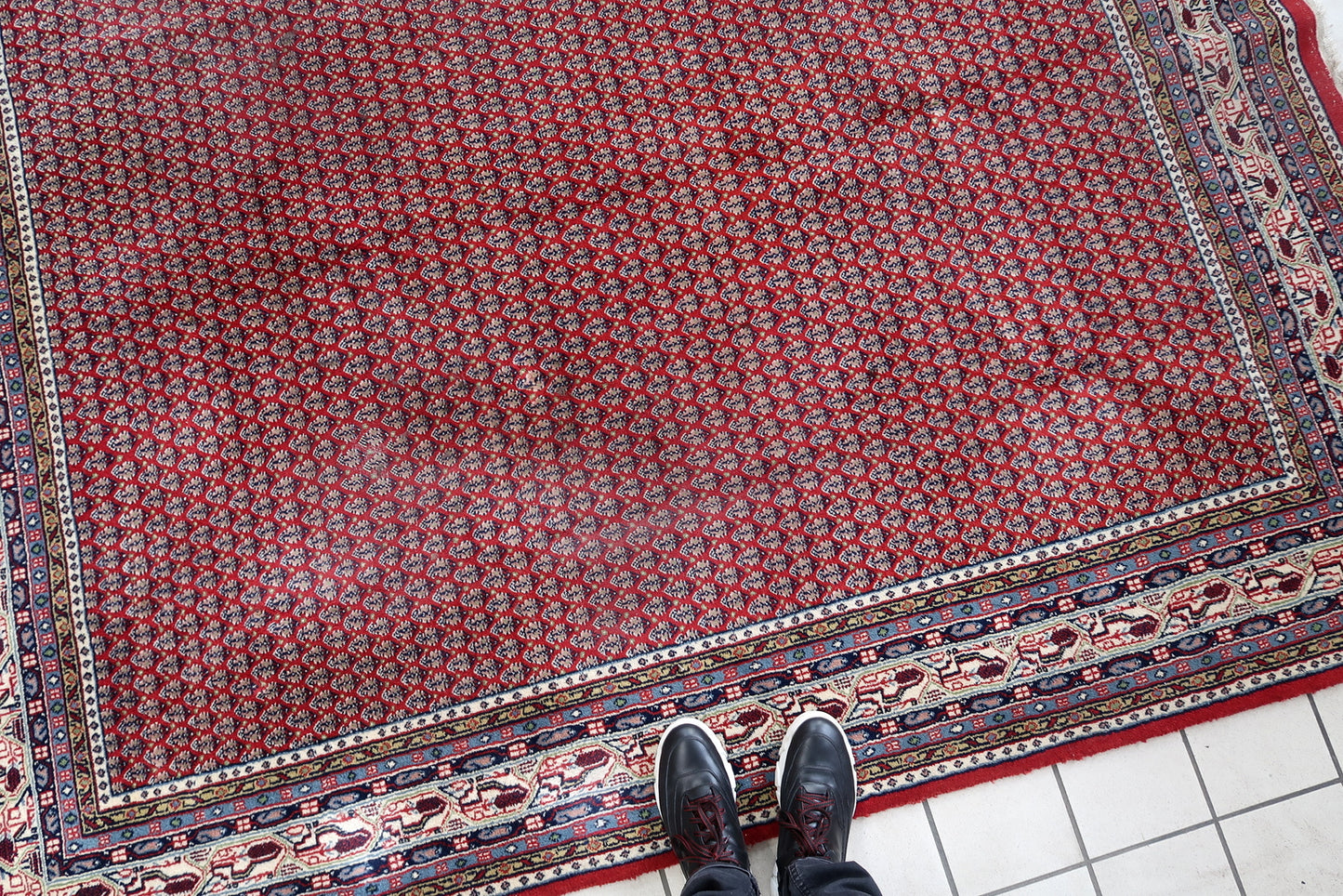 Handmade vintage Indian Seraband rug 6.6' x 8.2' (204cm x 252cm) 1970s - 1C1062