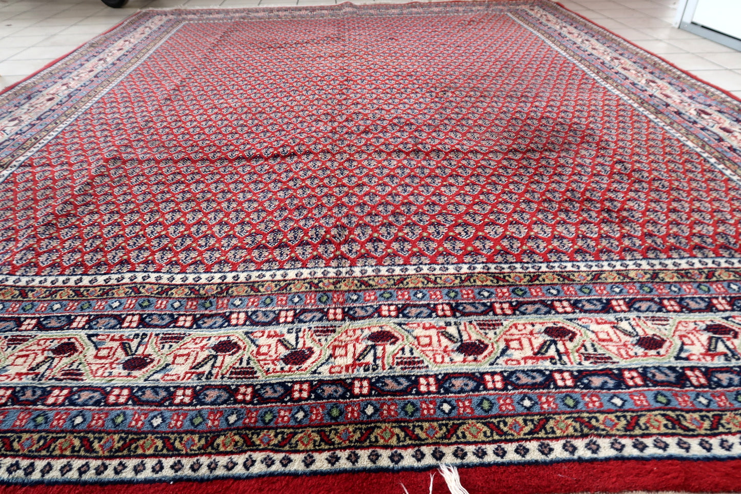 Handmade vintage Indian Seraband rug 6.6' x 8.2' (204cm x 252cm) 1970s - 1C1062