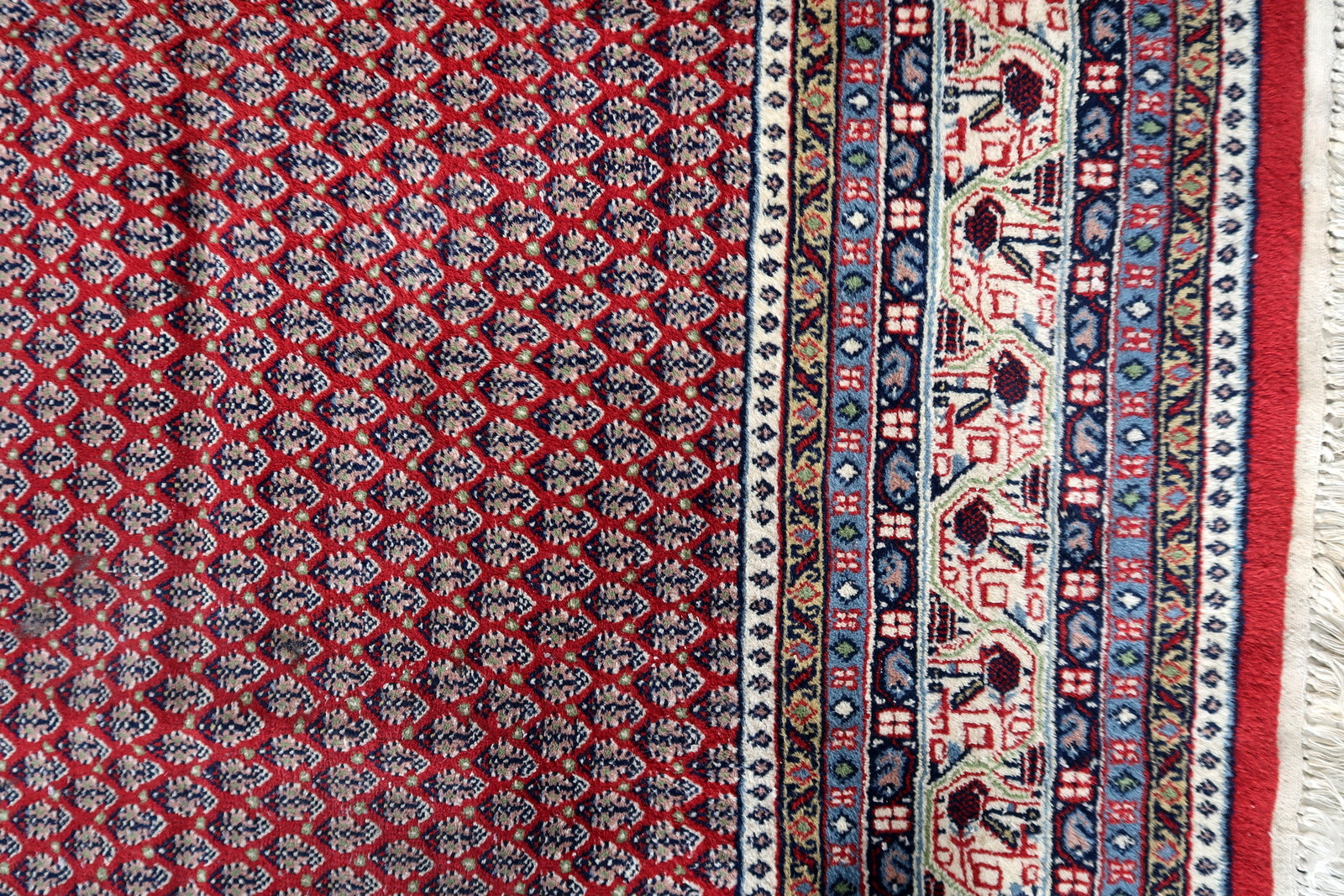 Handmade vintage Indian Seraband rug 1970s