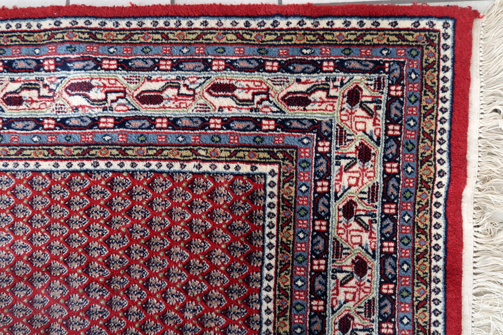 Handmade vintage Indian Seraband rug 1970s