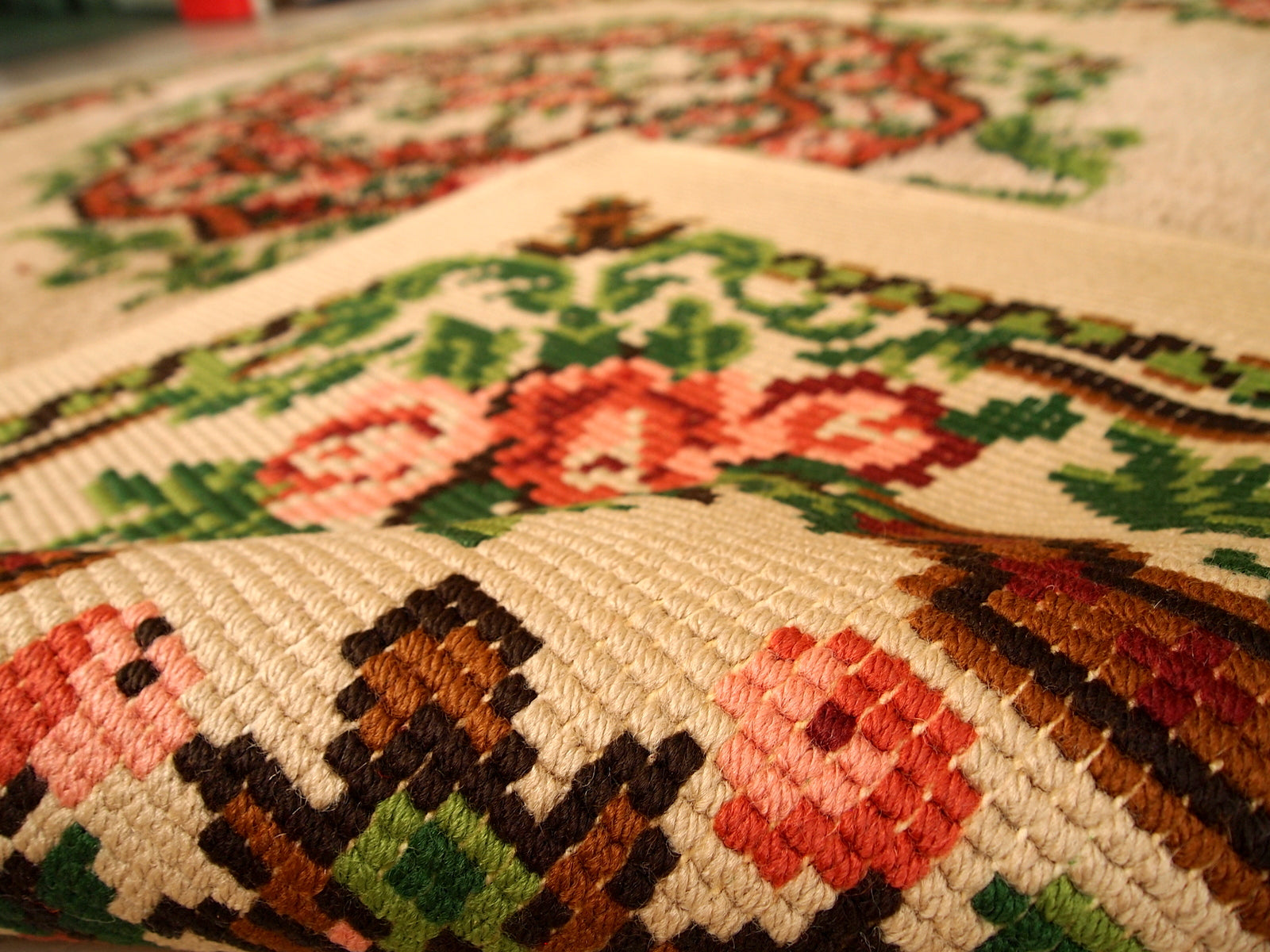 Back View of Vintage Belgian Savonnerie Rug