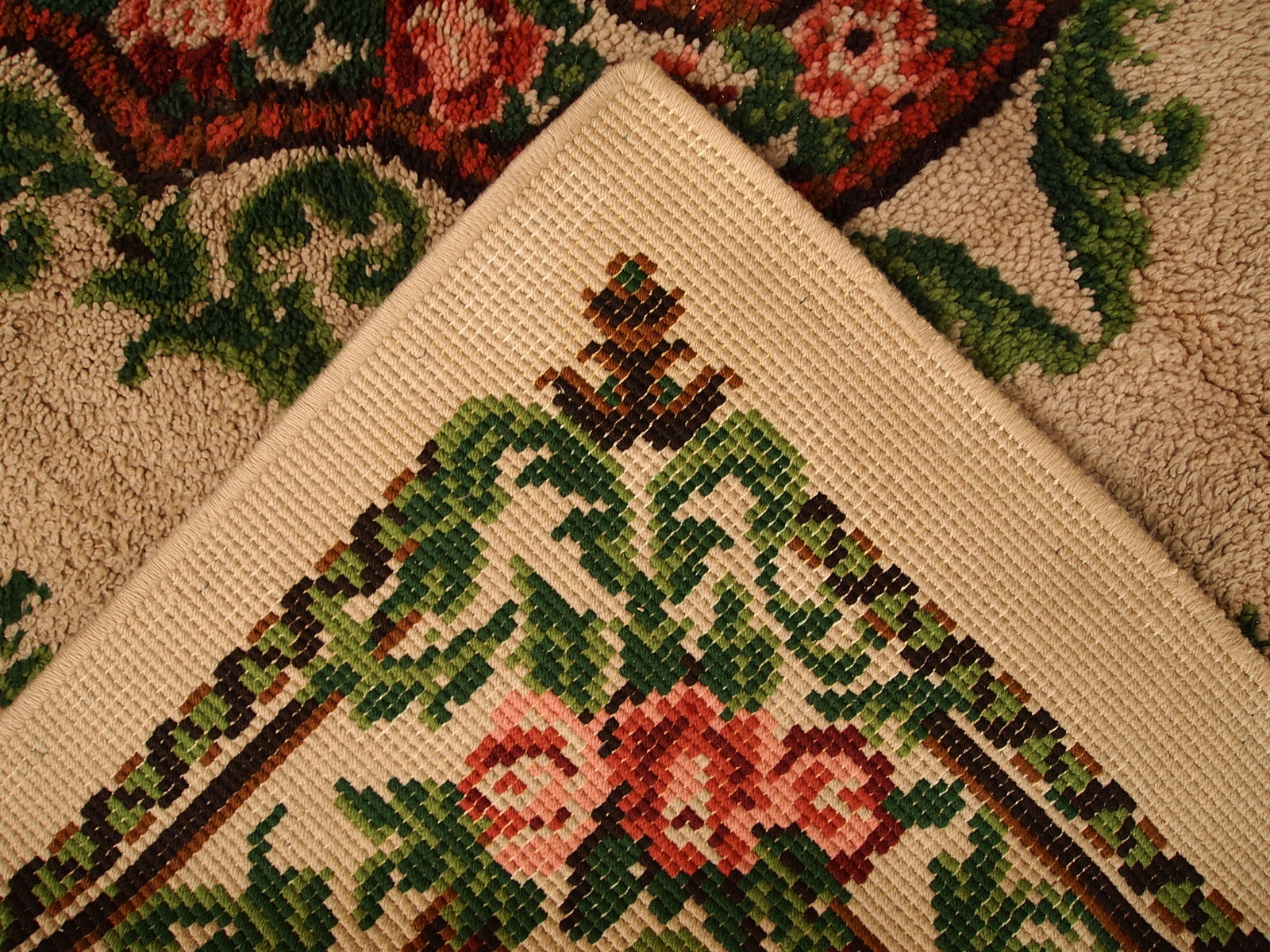 Back View of Vintage Belgian Savonnerie Rug