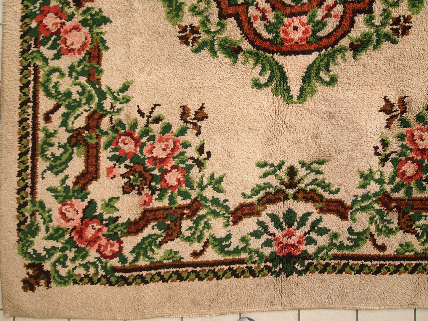Beige Background of the Vintage Rug