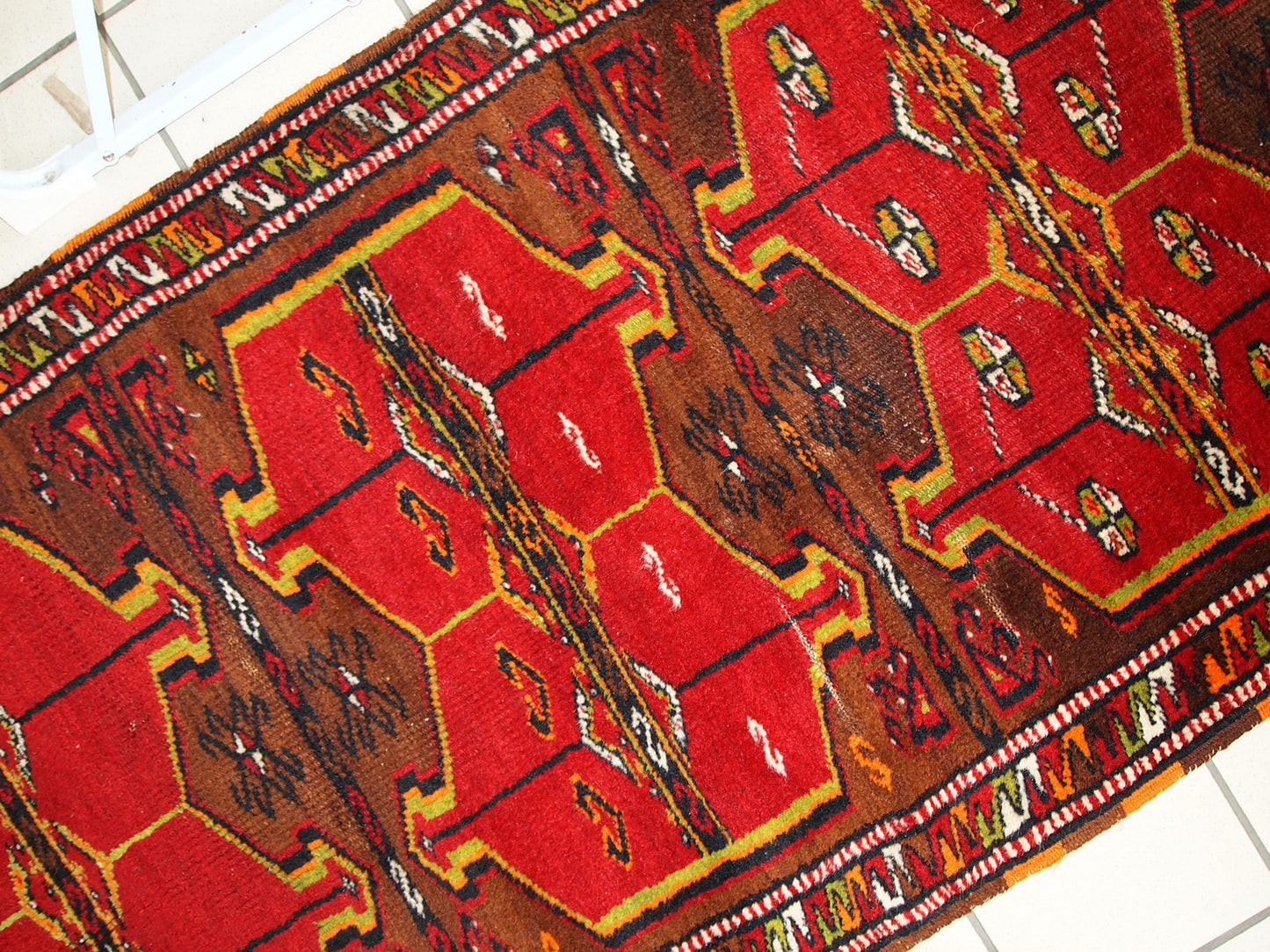 Hand made antique collectible Turkish Yastik rug 2.5' x 6.2' (76cm x 190cm) 1920s -1C283