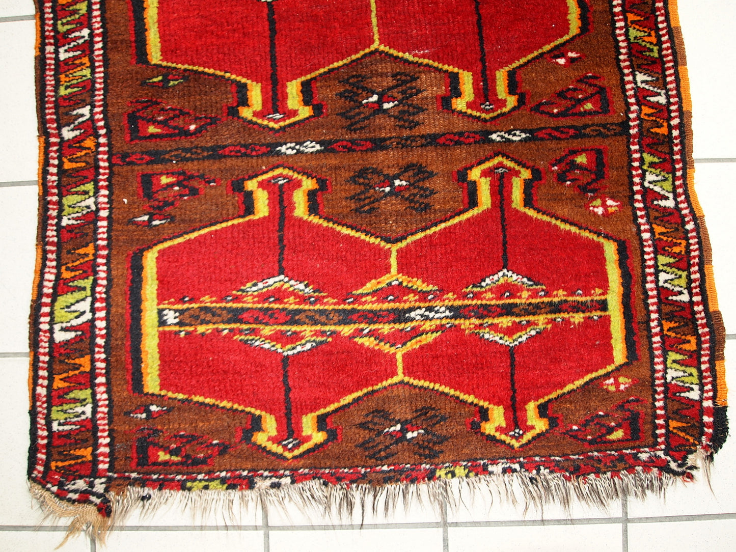Hand made antique collectible Turkish Yastik rug 2.5' x 6.2' (76cm x 190cm) 1920s -1C283