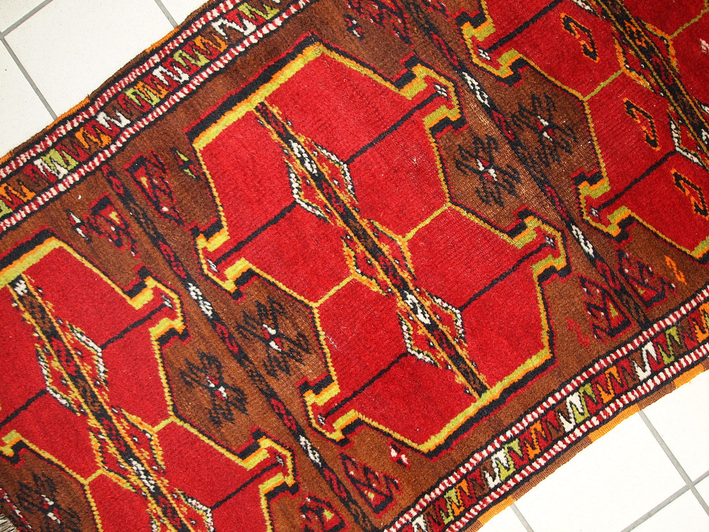 Hand made antique collectible Turkish Yastik rug 2.5' x 6.2' (76cm x 190cm) 1920s -1C283