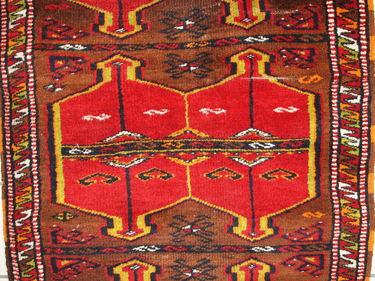 Hand made antique collectible Turkish Yastik rug 2.5' x 6.2' (76cm x 190cm) 1920s -1C283