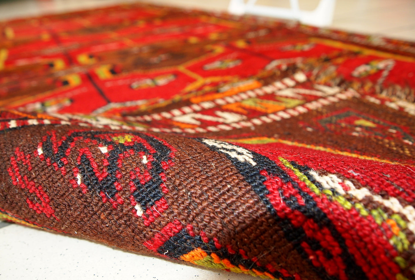 Hand made antique collectible Turkish Yastik rug 2.5' x 6.2' (76cm x 190cm) 1920s -1C283