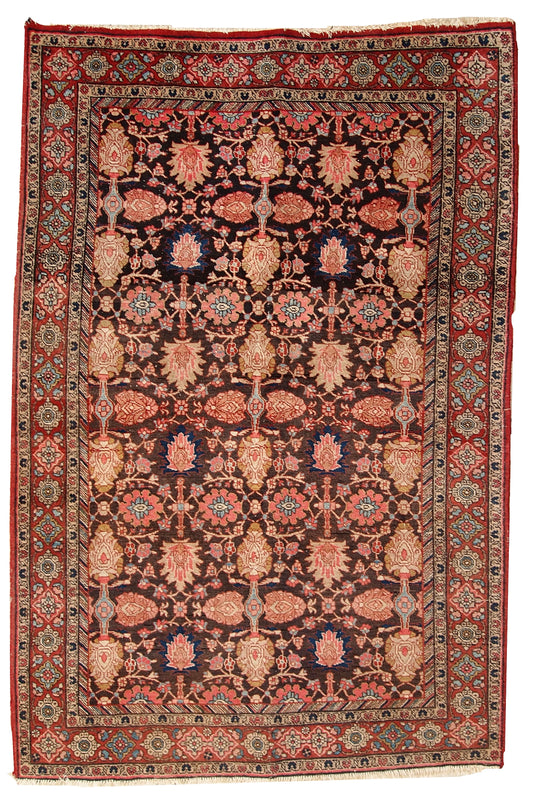 Handmade antique Persian Bidjar rug 4.4' x 6.6' (134cm x 202cm) 1930s - 1C289