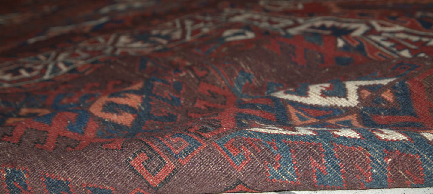 Handmade antique Turkmen Yomud rug 6.4' x 10.9' (195cm x 333cm) 1880s - 1C310