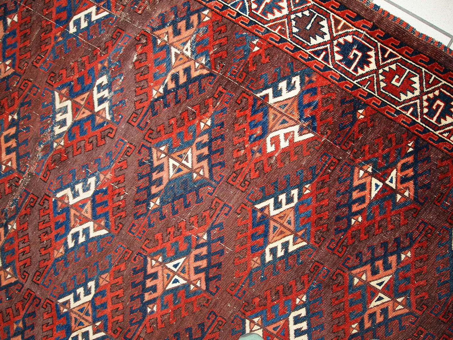 Handmade antique Turkmen Yomud rug 6.4' x 10.9' (195cm x 333cm) 1880s - 1C310