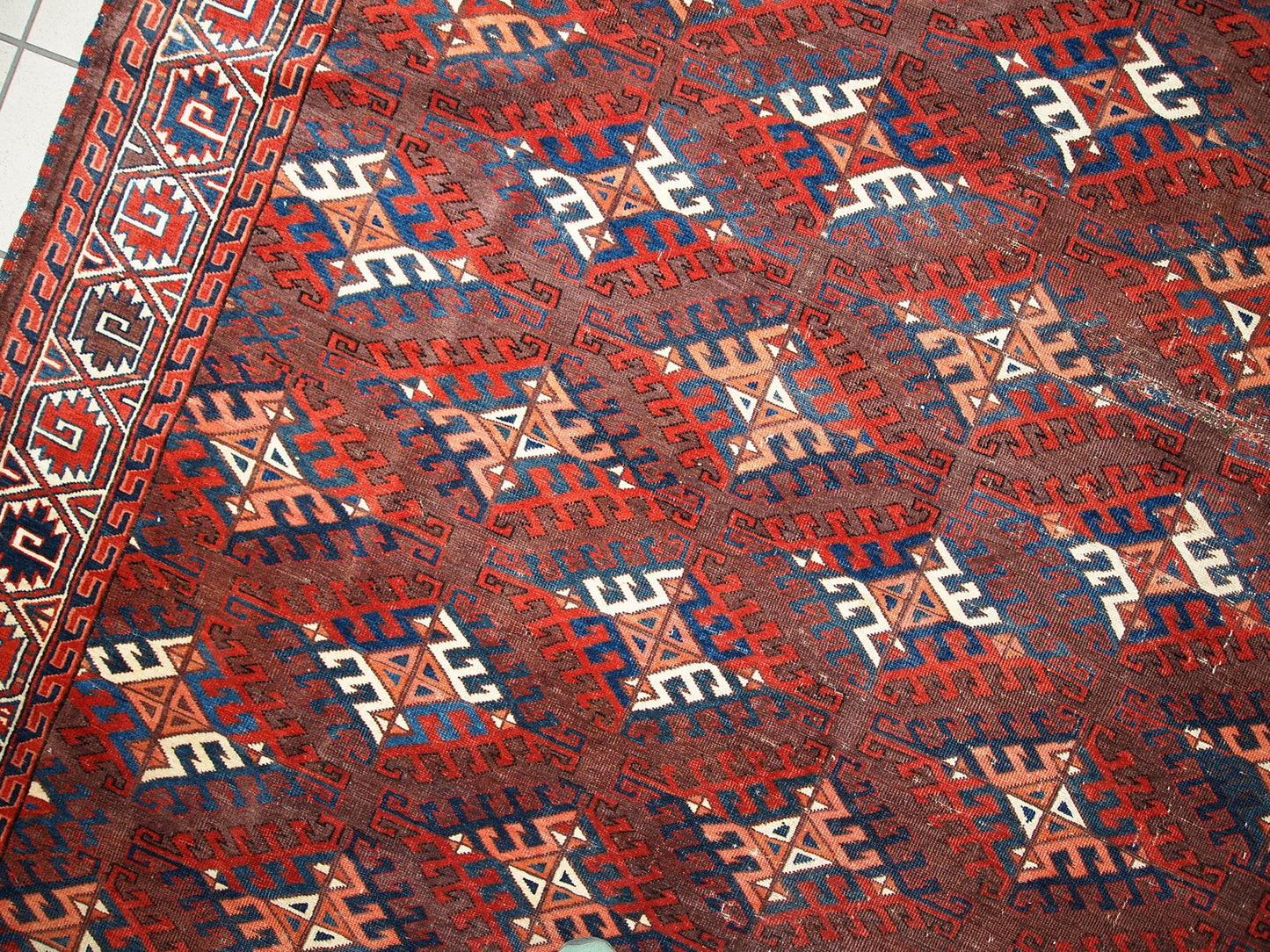 Handmade antique Turkmen Yomud rug 6.4' x 10.9' (195cm x 333cm) 1880s - 1C310