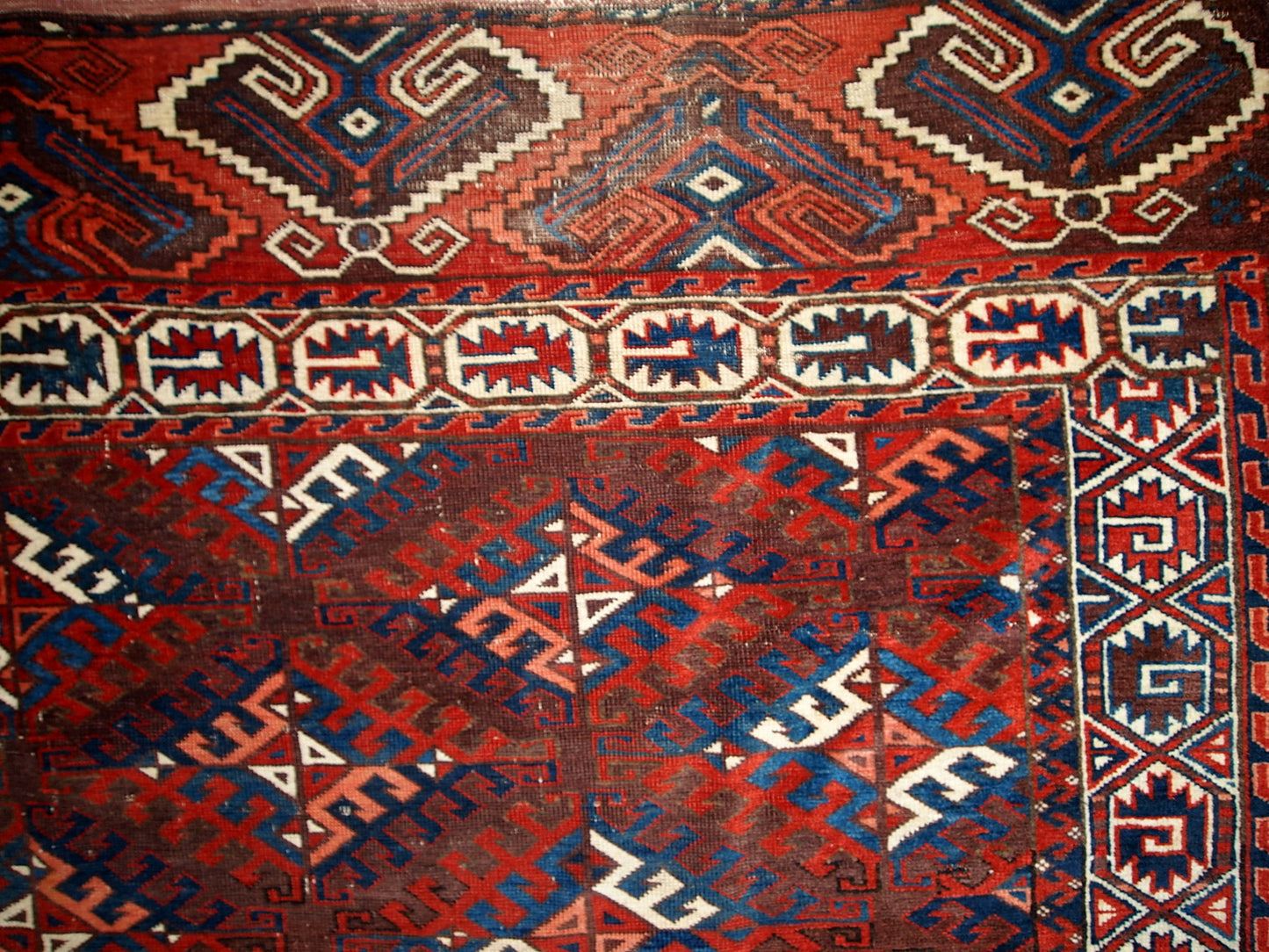 Handmade antique Turkmen Yomud rug 6.4' x 10.9' (195cm x 333cm) 1880s - 1C310