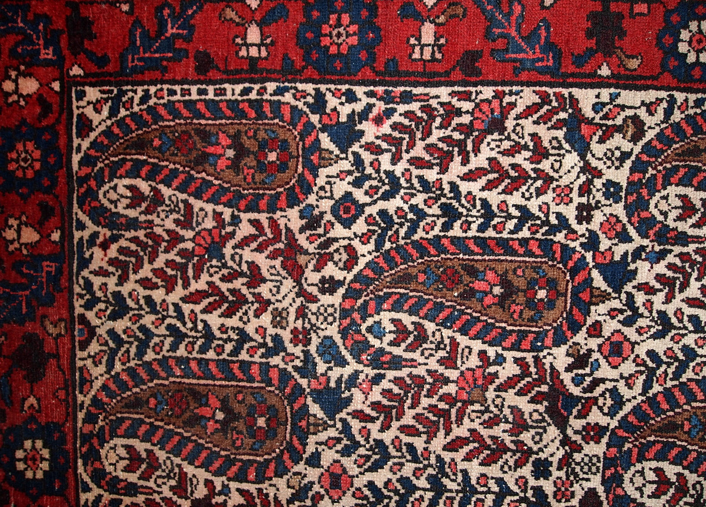 Handmade vintage Persian Malayer rug 4.2' x 6.4' (130cm x 195cm) 1950s - 1C314