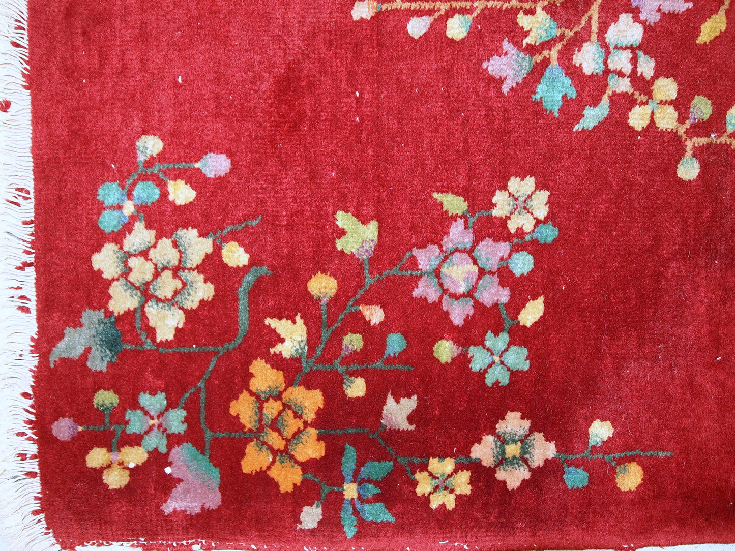 Handmade antique Art Deco Chinese rug 2' x 3,6' (62cm x 111cm) 1920s - 1C330