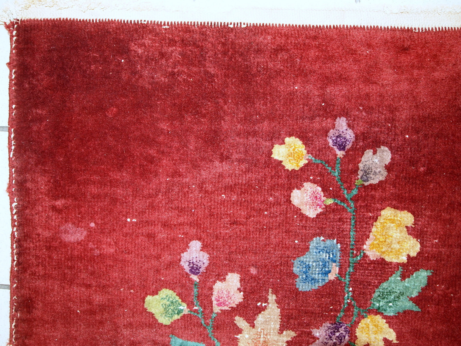Handmade antique Art Deco Chinese rug 2' x 2,9' (61cm x 91cm) 1920s - 1C331 - One Royal Art