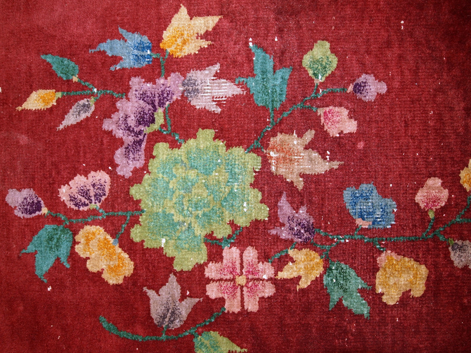 Handmade antique Art Deco Chinese rug 2' x 2,9' (61cm x 91cm) 1920s - 1C331 - One Royal Art