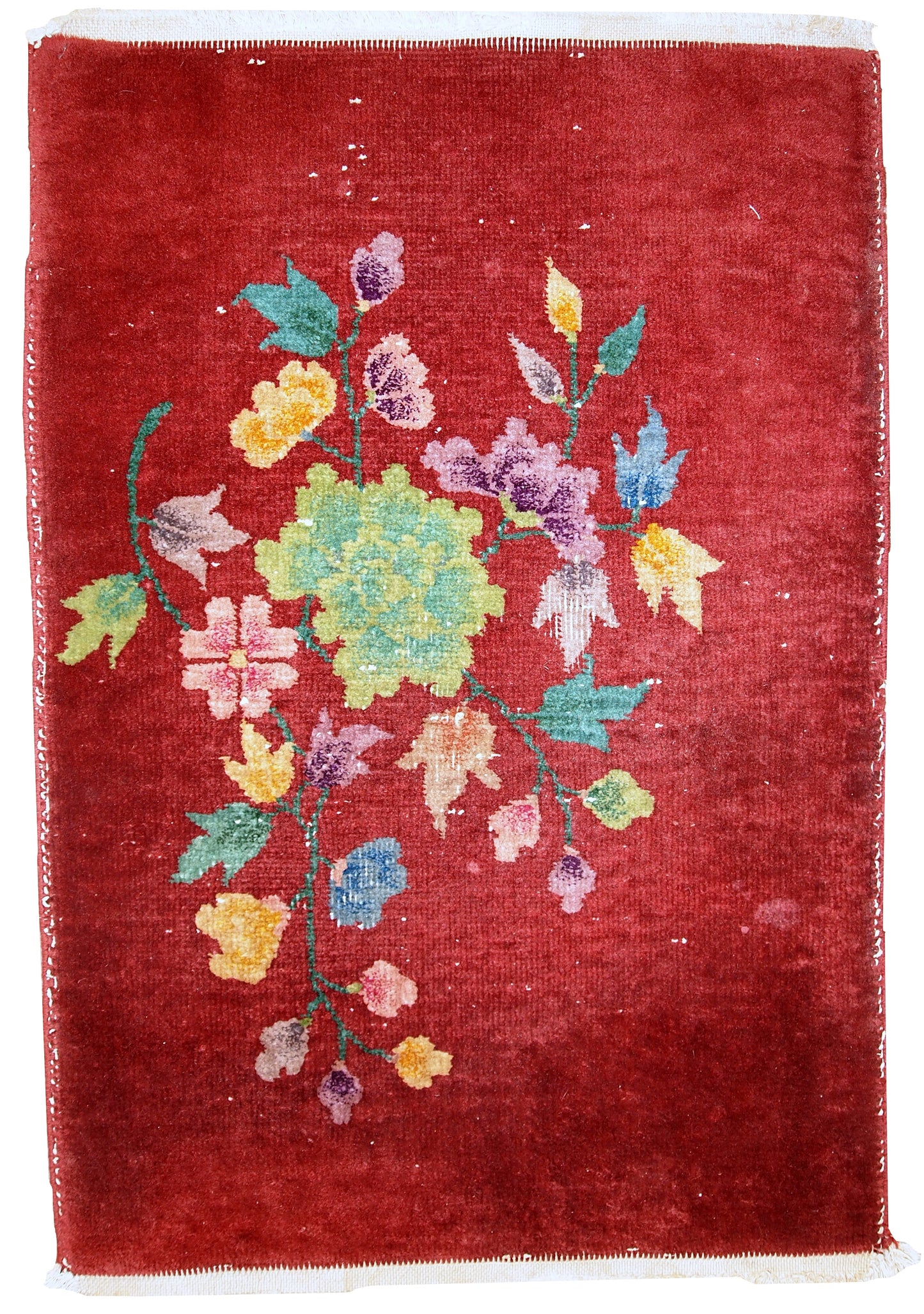 Handmade antique Art Deco Chinese rug 2' x 2,9' (61cm x 91cm) 1920s - 1C331