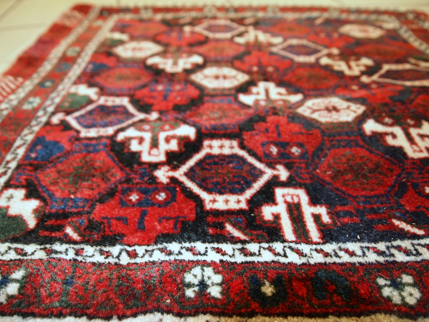 Handmade vintage Persian Afshar salt bag 1,7' x 1,8' (51cm x 57cm) 1980s - 1C336