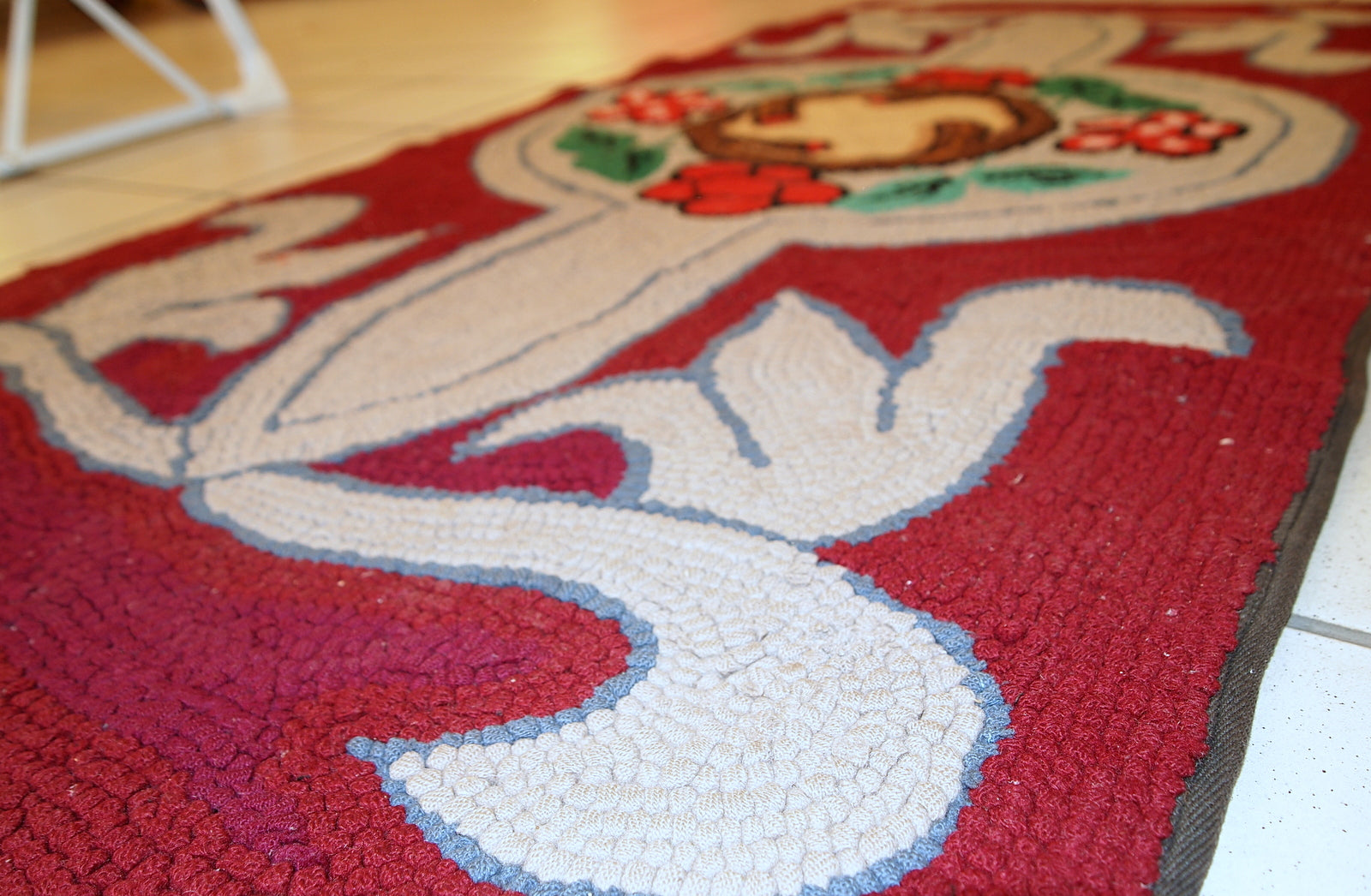 Handmade antique American Hooked rug 2,2' x 4,4' (67cm x 135cm) 1930s - 1C341 - One Royal Art