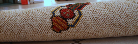Handmade vintage Persian Gabbeh rug 4.6' x 7' (140cm x 215cm) 1960s - 1C344 - One Royal Art
