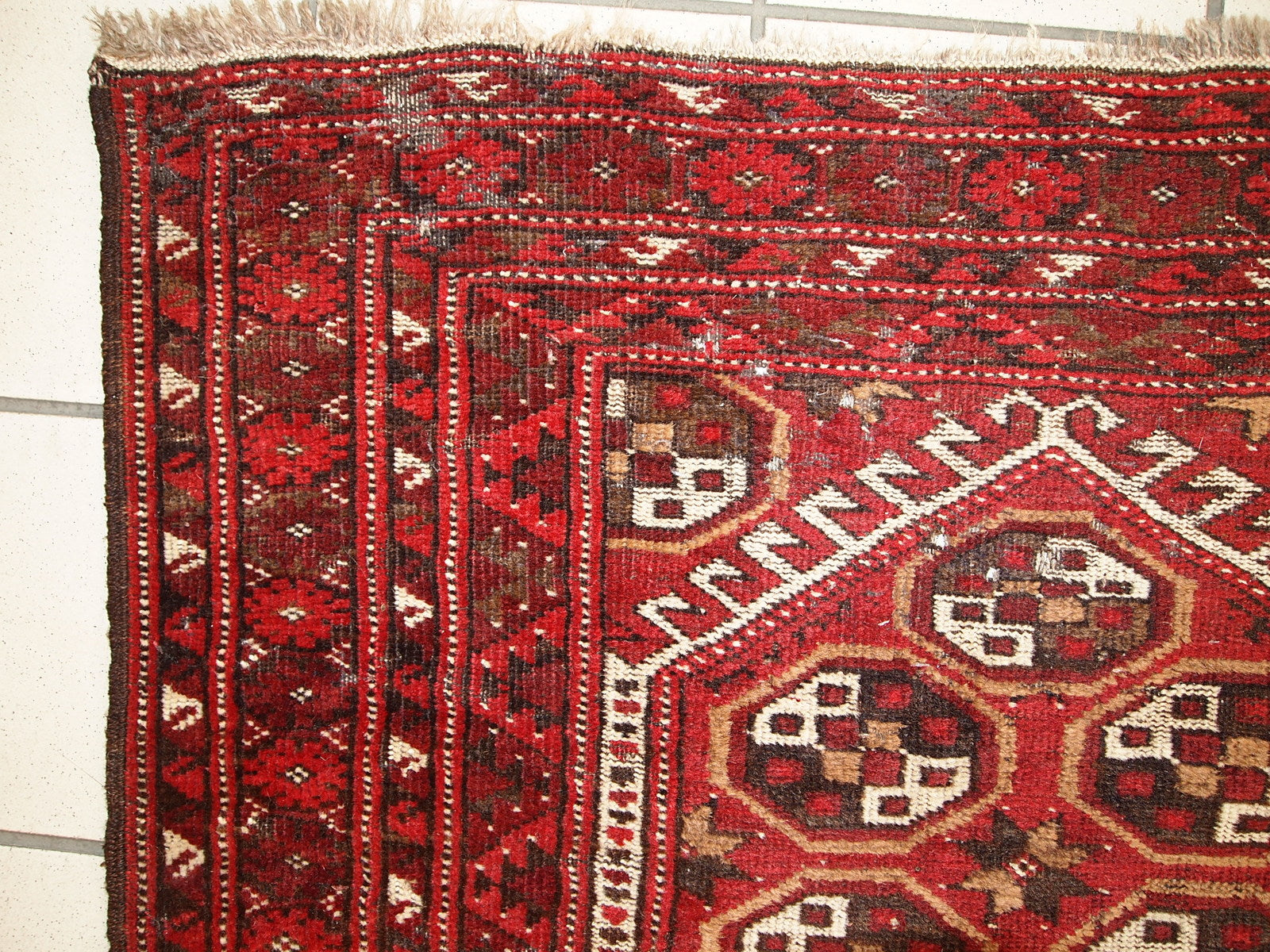 Handmade antique prayer Afghan Adraskand rug 2,7' x 3,7' (82cm x 115cm)1920 - 1C346 - One Royal Art