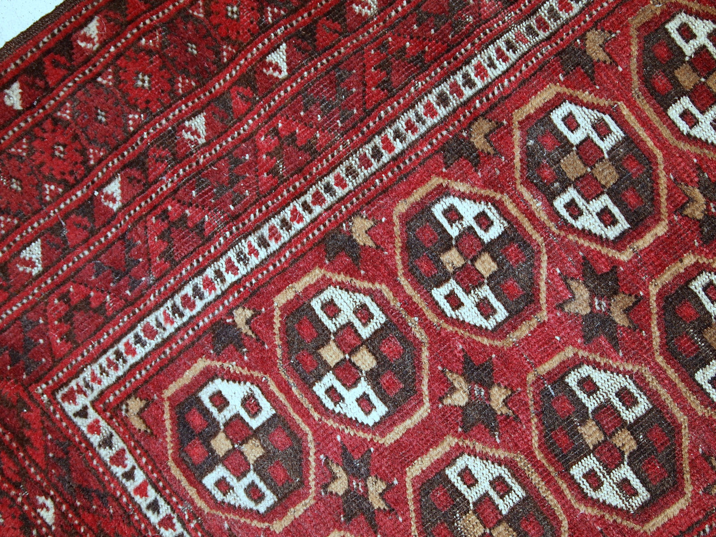 Handmade antique prayer Afghan Adraskand rug 2,7' x 3,7' (82cm x 115cm)1920 - 1C346 - One Royal Art