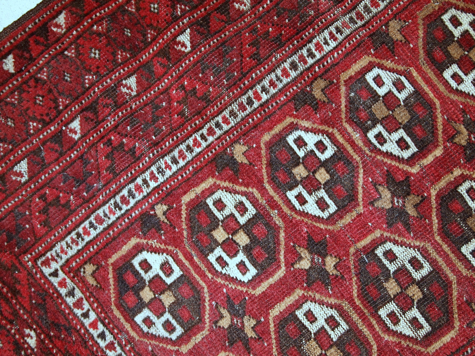 Handmade antique prayer Afghan Adraskand rug 2,7' x 3,7' (82cm x 115cm)1920 - 1C346 - One Royal Art