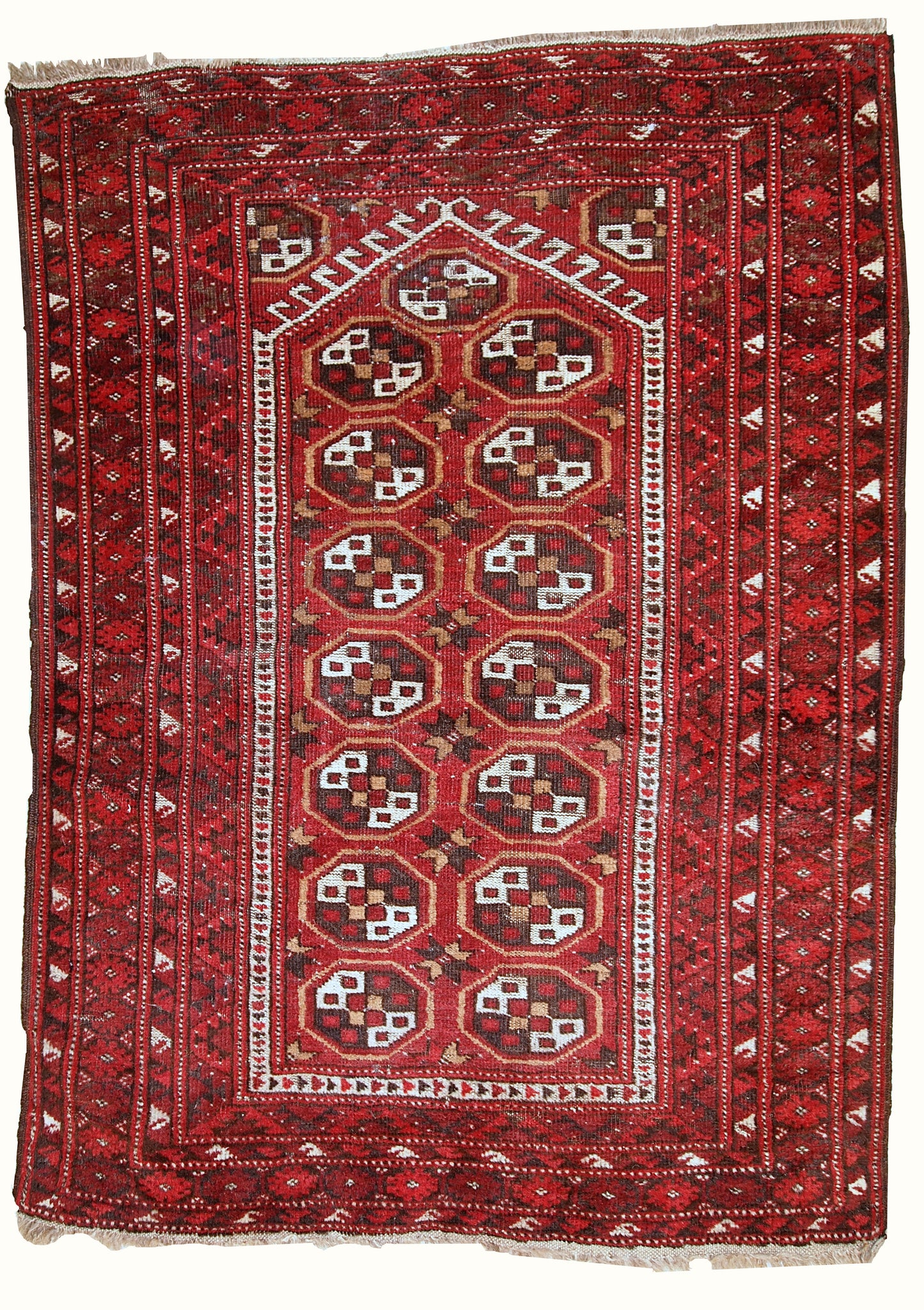 Handmade antique prayer Afghan Adraskand rug 2,7' x 3,7' (82cm x 115cm)1920 - 1C346 - One Royal Art