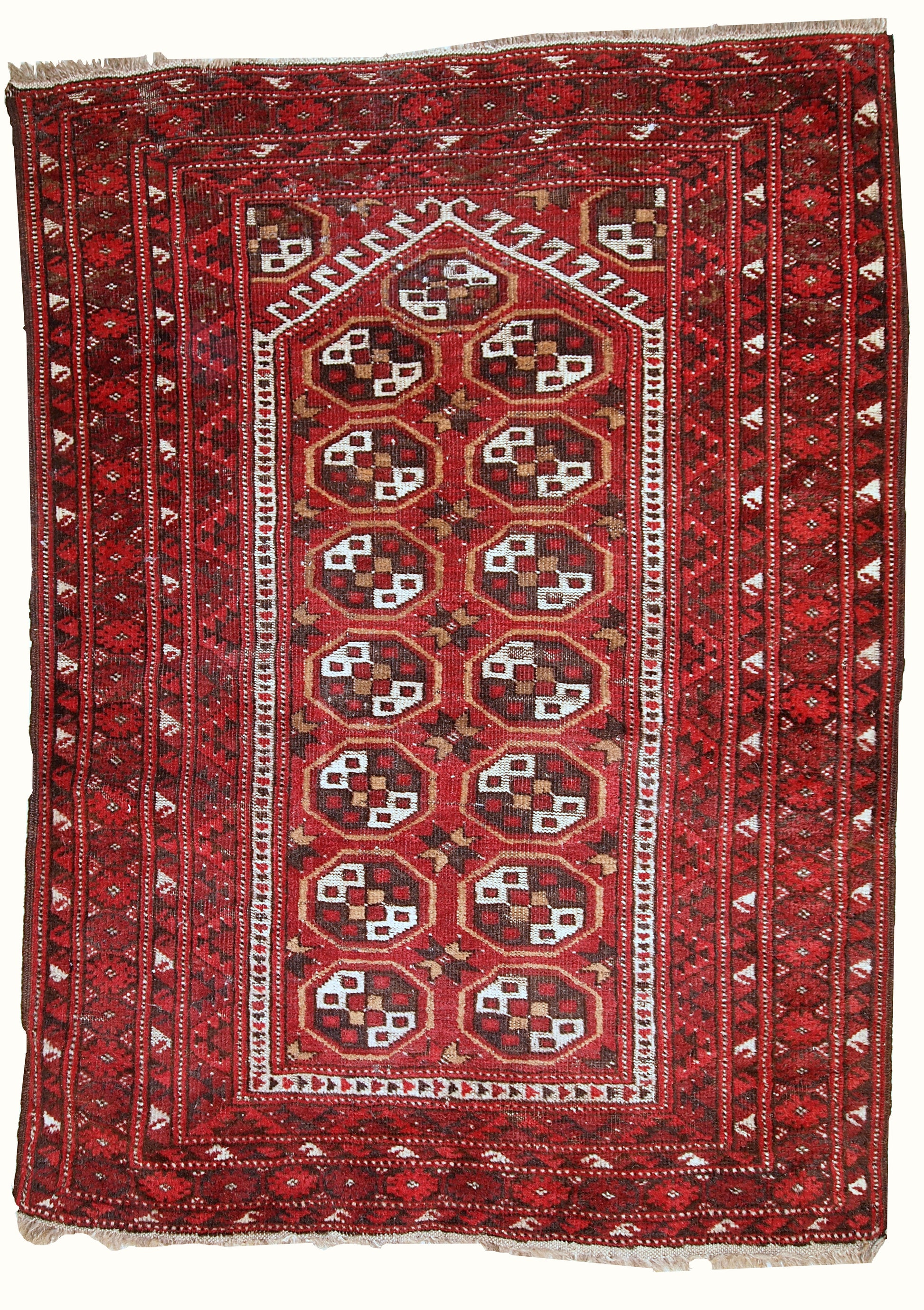 Handmade antique prayer Afghan Adraskand rug 2,7' x 3,7' (82cm x 115cm)1920 - 1C346 - One Royal Art