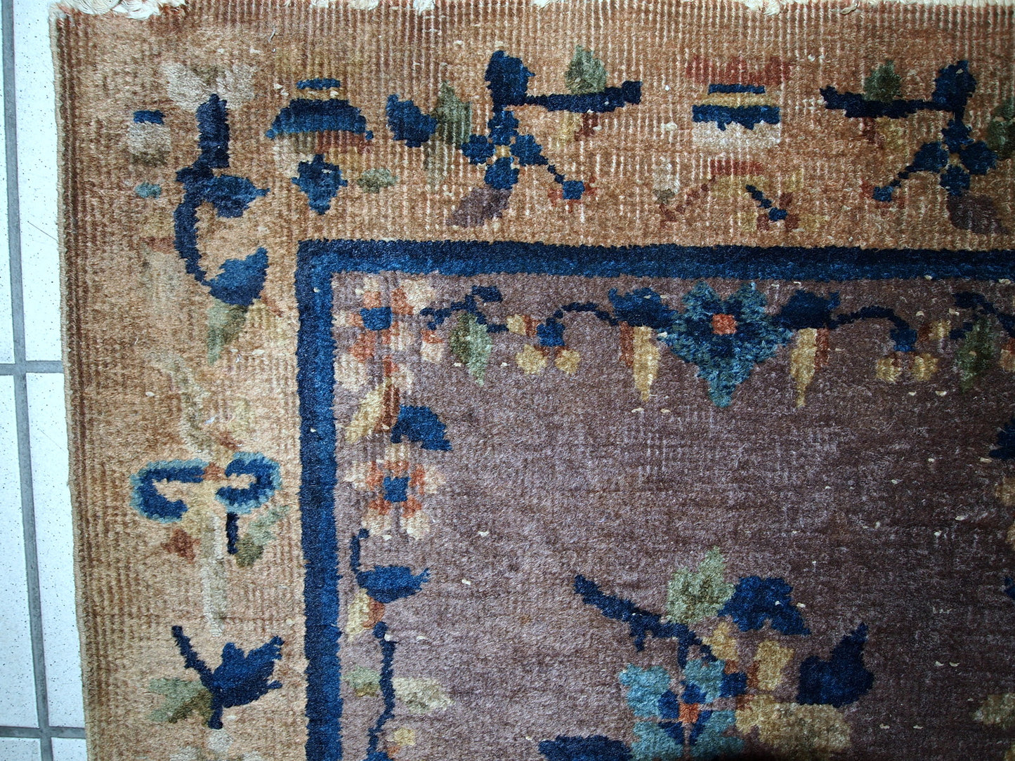 Handmade antique Art Deco Chinese rug 2.2' x 3.7' (67cm x 114cm) 1920s - 1C354