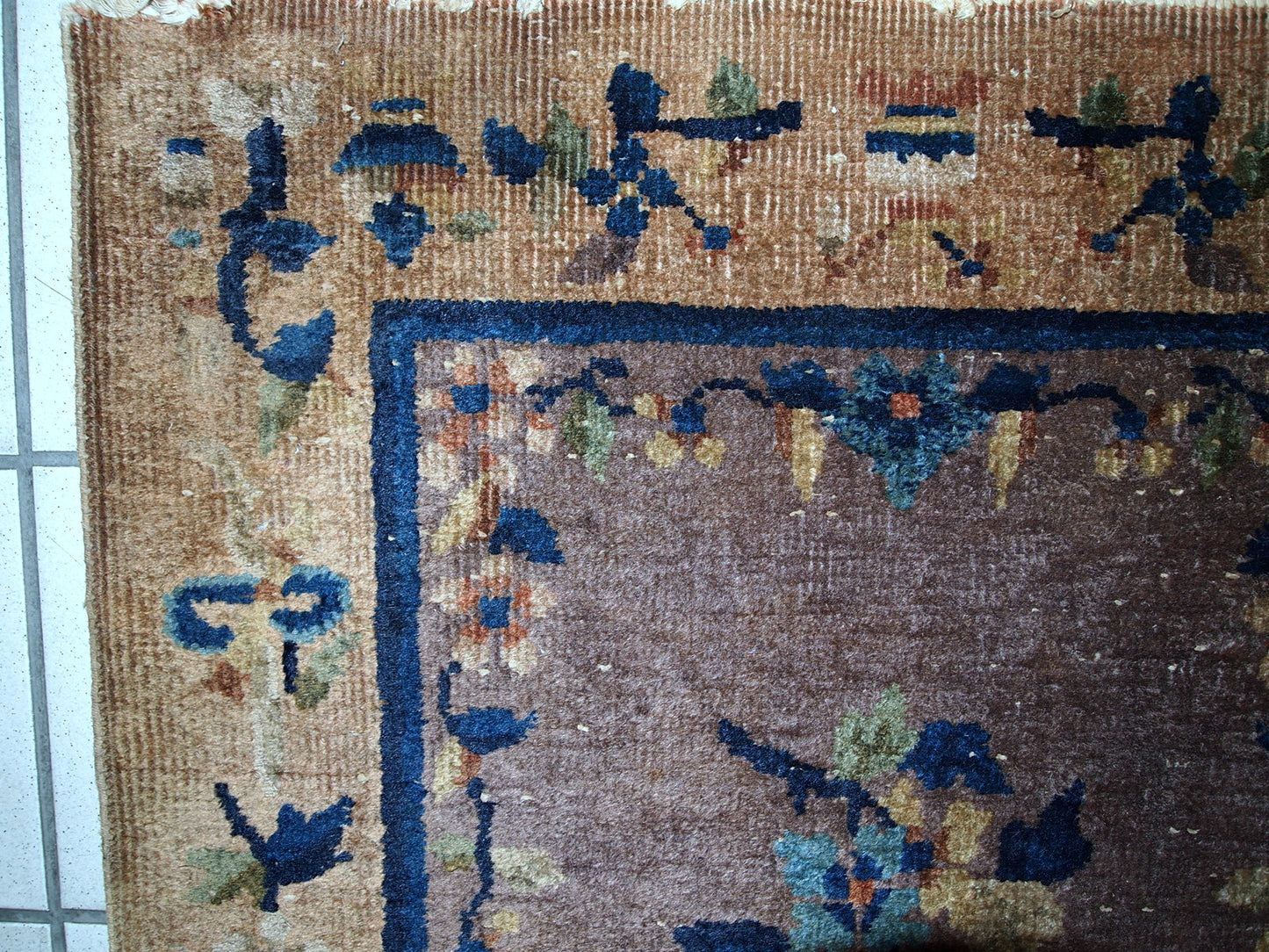 Handmade antique Art Deco Chinese rug 2.2' x 3.7' (67cm x 114cm) 1920s - 1C354 - One Royal Art