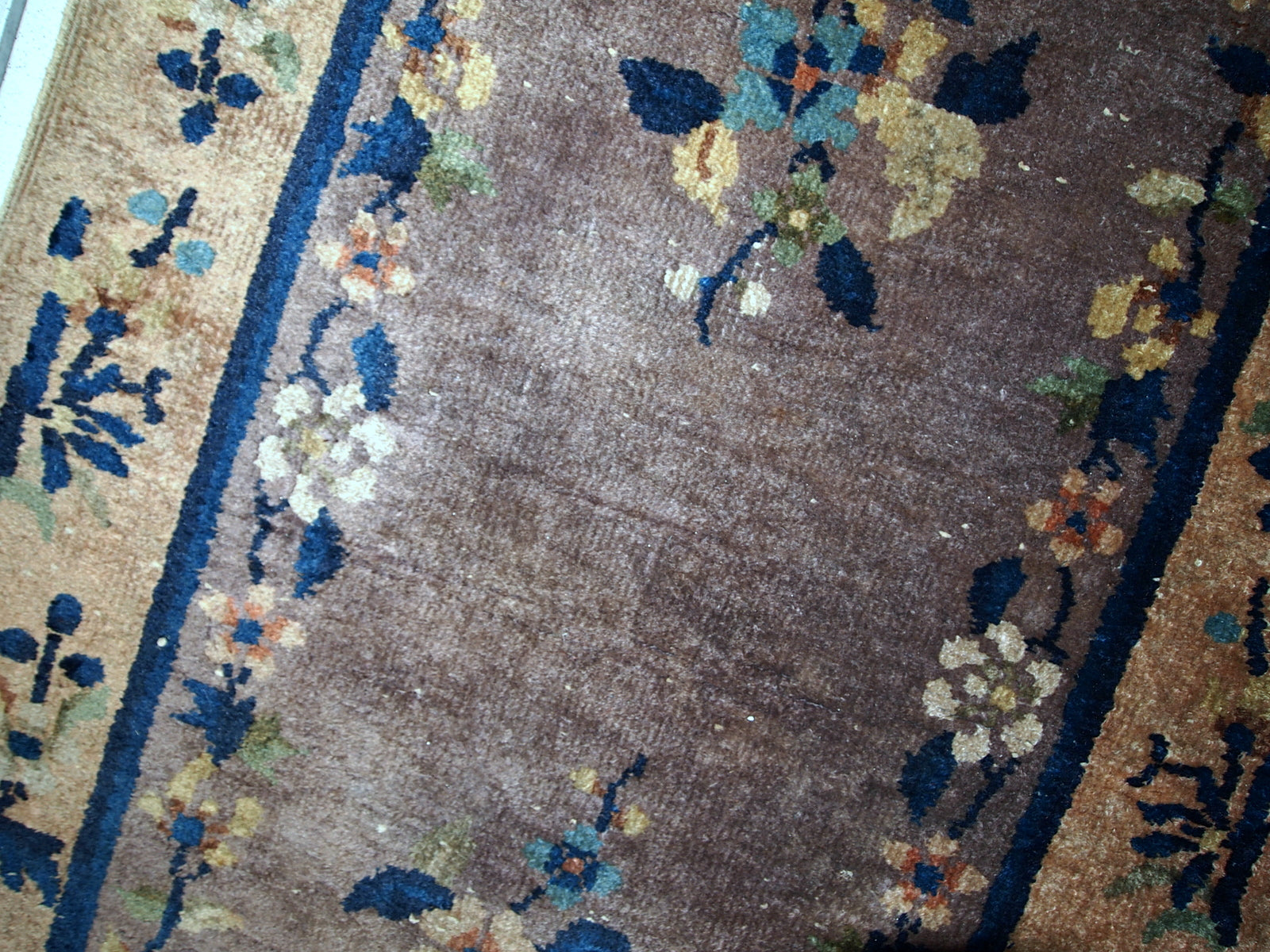 Handmade antique Art Deco Chinese rug 2.2' x 3.7' (67cm x 114cm) 1920s - 1C354 - One Royal Art