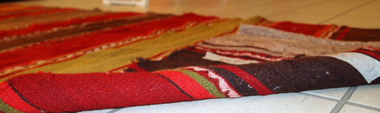 Handmade vintage Persian Ardabil kilim runner 2.6' x 9.5' (80cm x 290cm) 1950s - 1C355 - One Royal Art