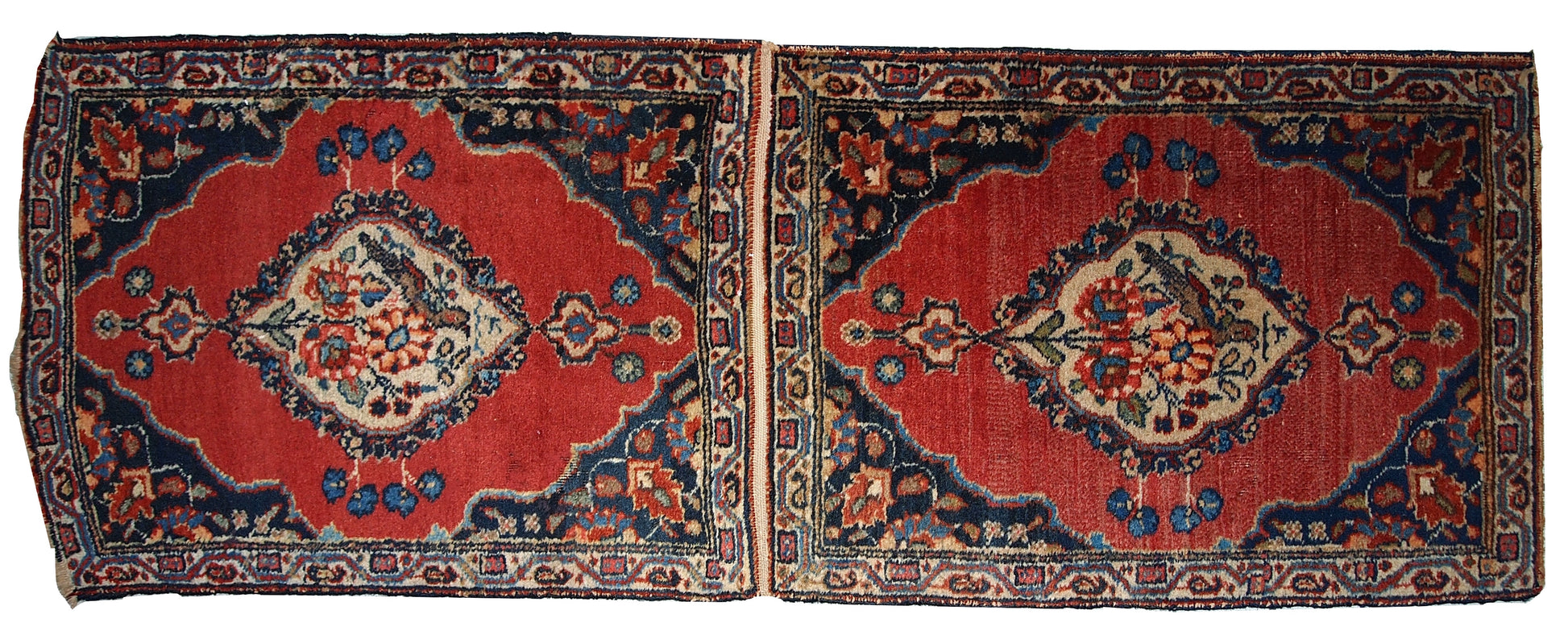 Handmade antique collectible Persian Tabriz double mat rug, 1910s
