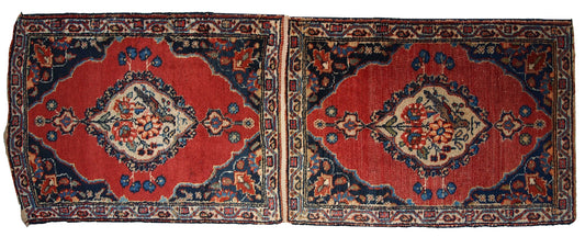 Handmade antique collectible Persian Tabriz double mat rug, 1910s