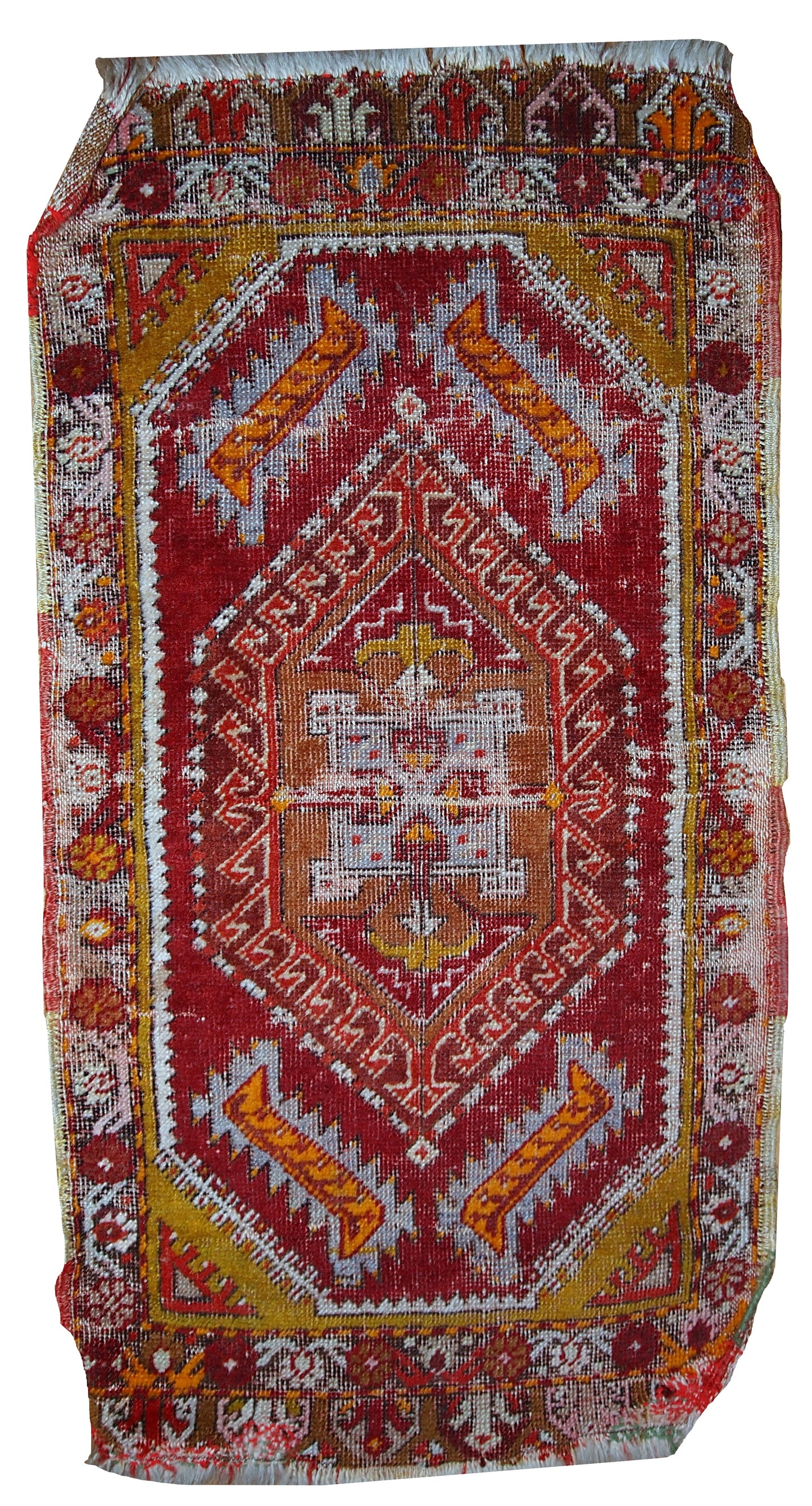 Handmade antique collectible Turkish Yastik rug, 1920s