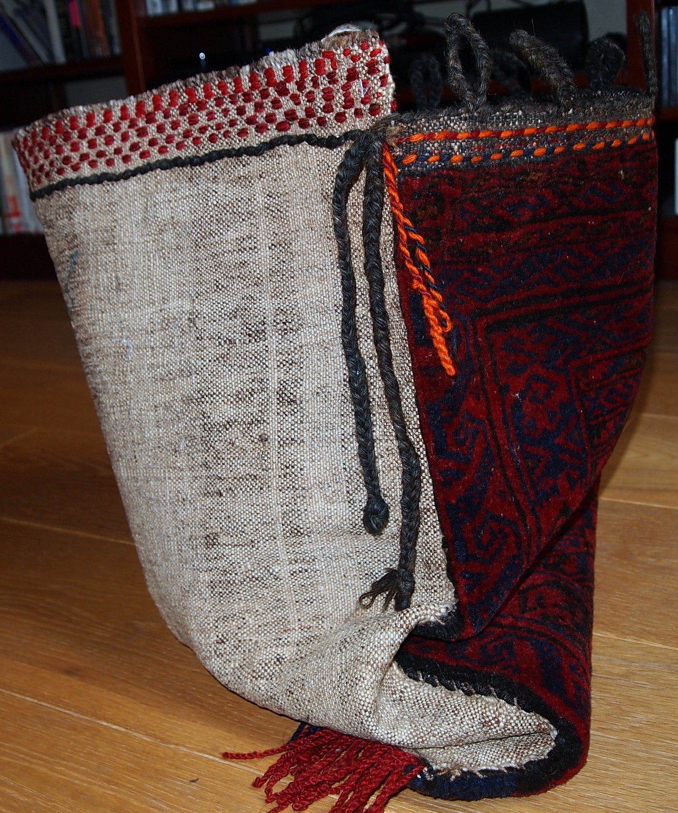 Handmade antique collectible Uzbek salt bag, 1930s