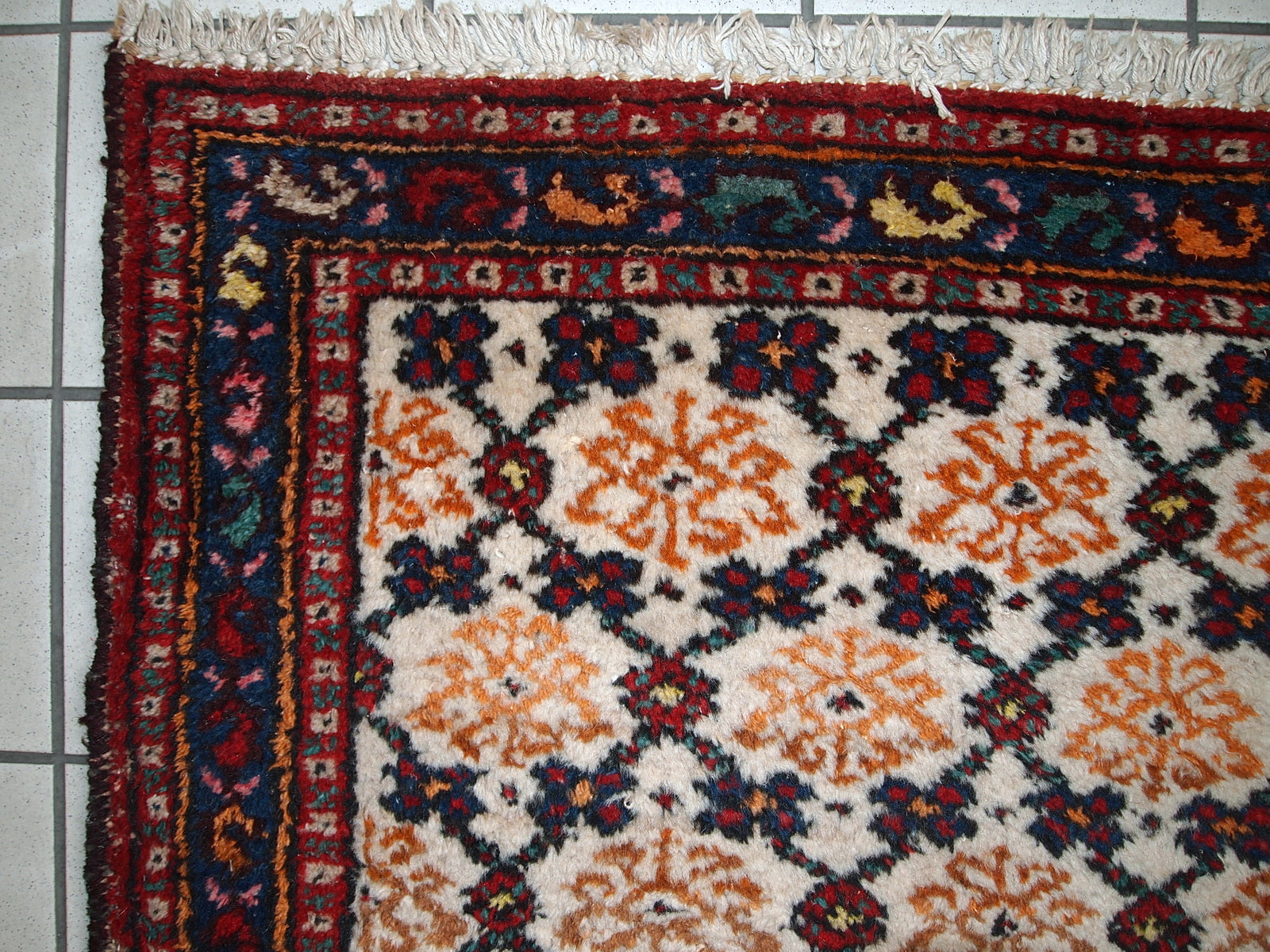 Handmade vintage Persian Hamadan runner 2.6' x 6.8' (80cm x 207cm) 1960s - 1C378 - One Royal Art