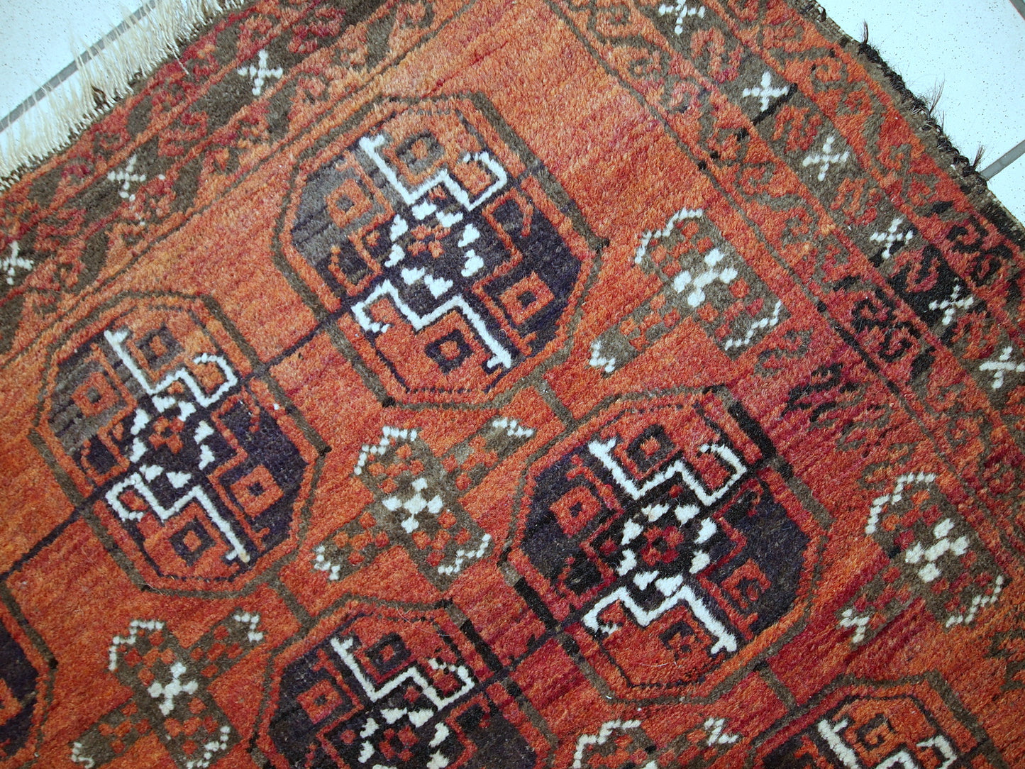 Handmade antique Afghan Baluch rug 3' x 5' (92cm x 155cm) 1900s - 1C381
